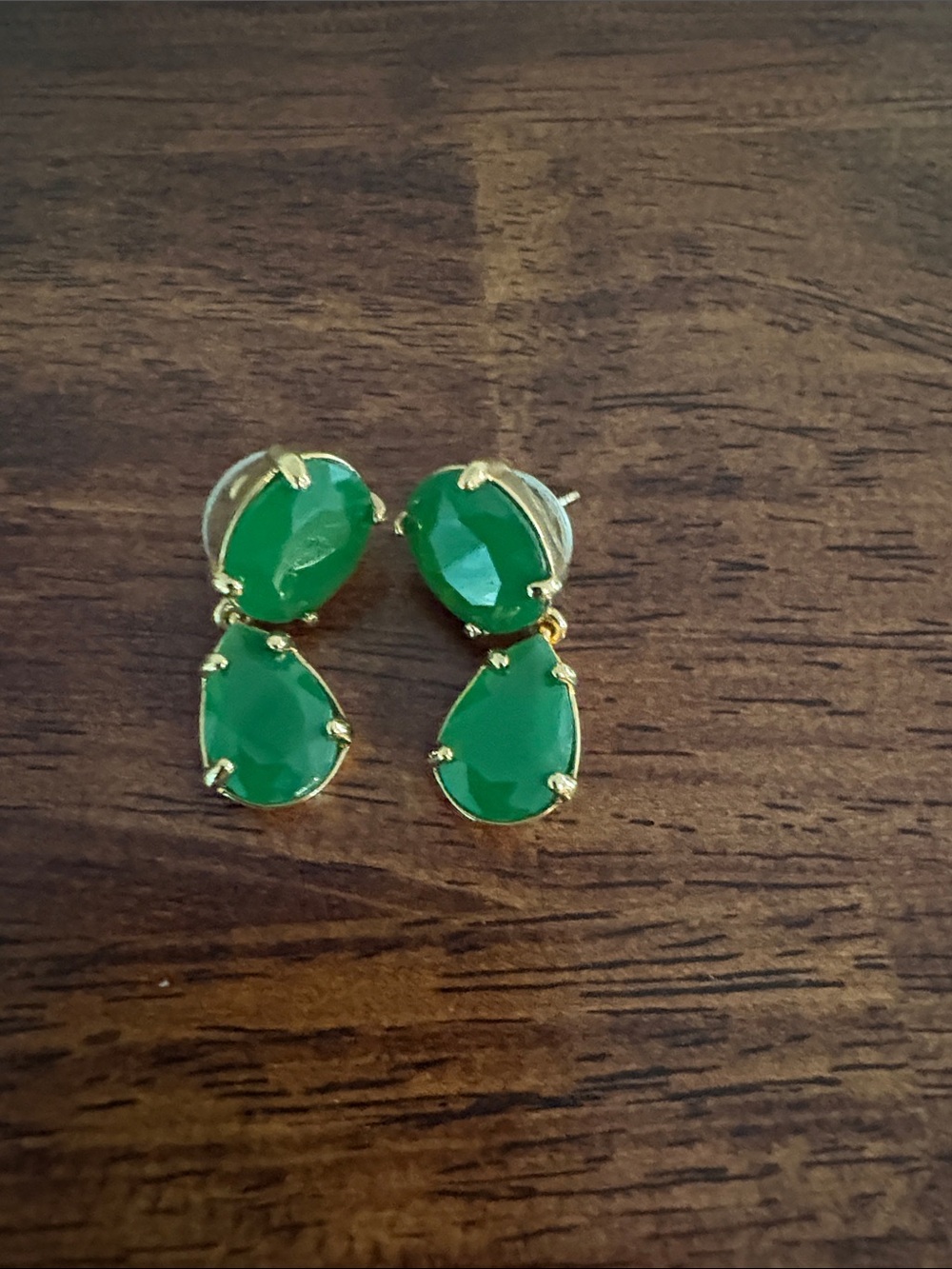 kate spade Gold-Tone Earrings with Bright Green Faceted Drops